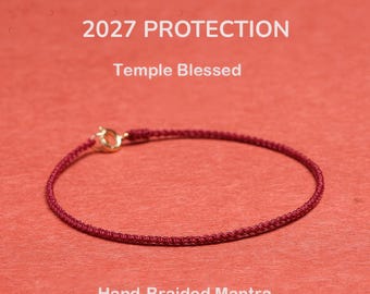 2027 Protection Red String Bracelet, Temple Blessed, Minimalist Fate Knot, Matching Couples Jewelry, Good Luck Gift