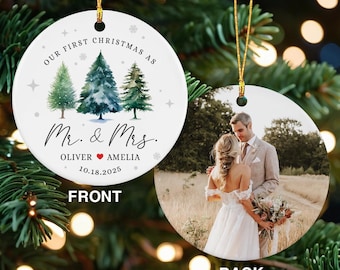 First Christmas Married Ornament Our First Christmas As Mr and Mrs Ornament 1st Christmas Married Photo Ornament Marriage Gift