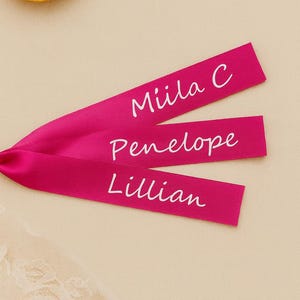 0.75 Inch/ 19mm Custom Satin Ribbon - 15 inches each - Right Side Name Printing - Wedding, Gift Wrap, Name Tags, Christmas Decor, Holidays