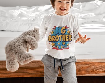 Comic Style Kids Shirt, Big Brother Toddler Long Sleeve Shirt