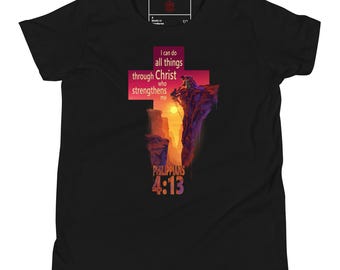 Camiseta cristiana para niños, Filipenses 4:13, versículo bíblico