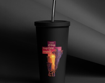 Vaso térmico con pajita Filipenses 4:13