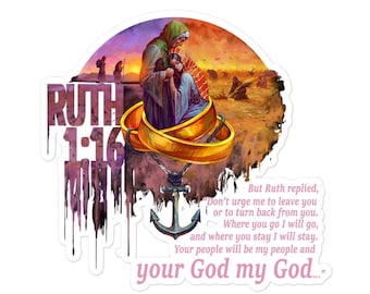 Pegatina con versículo bíblico de Rut 1:16, calcomanía cristiana