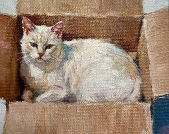 Custom Pet Portrait, Hand Painted Oil Painting from Your Photo, Original Artwork, Cat Portrait Commission