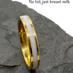 Tungsten Memorial Ring Breast milk Hair Fur Breastmilk Plated Rose Gold Plated Gold image 6