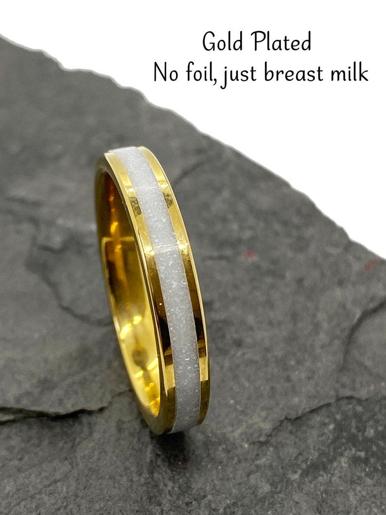 Tungsten Memorial Ring Breast milk Hair Fur Breastmilk Plated Rose Gold Plated Gold image 6