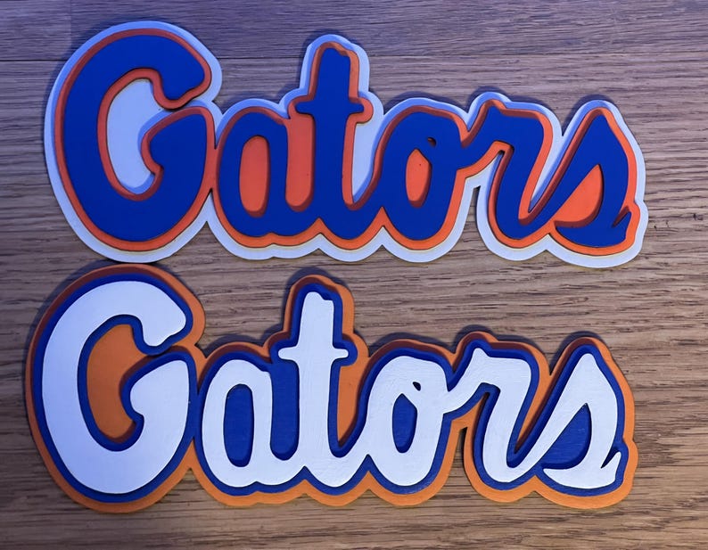 Archivos de corte láser de Word Art de 3 capas de los Florida Gators: plantilla SVG y LightBurn - Decoración deportiva universitaria imagen 1