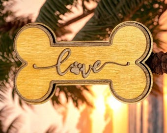 Archivos cortados con láser de hueso de perro: Imán SVG con huella de pata (descarga digital)