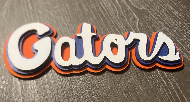 Archivos de corte láser de Word Art de 3 capas de los Florida Gators: plantilla SVG y LightBurn - Decoración deportiva universitaria imagen 6