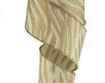 Brite Blue Glittered Silver and Gold Wired Royal Burlap Ribbon Finished in a Matching Edge 2.5x10 Yd