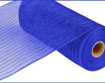 10 Inch Royal Blue with Royal Blue Metallic Stripes 10 yd Long Deco Poly Mesh Roll #RE800125