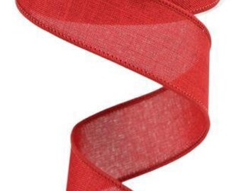 Cranberry Red Wired Royal Burlap Ribbon in a Warm Shade of Red 1.5&quot; x 10 Yard Roll RG1278Y6