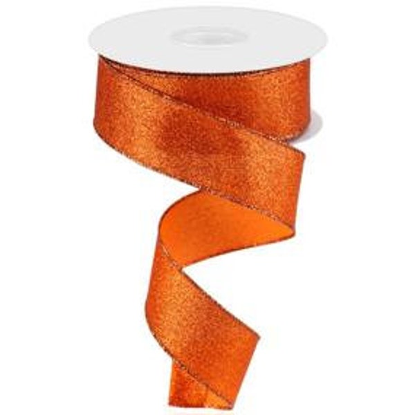 Orange Shimmer Glittered Royal Burlap Ribbon 1.5" x 10 yards Roll RG159620 Almost Zero Shed.