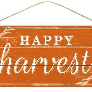 Letrero naranja Happy Harvest, MDF de 12,5" x 6" AP8177