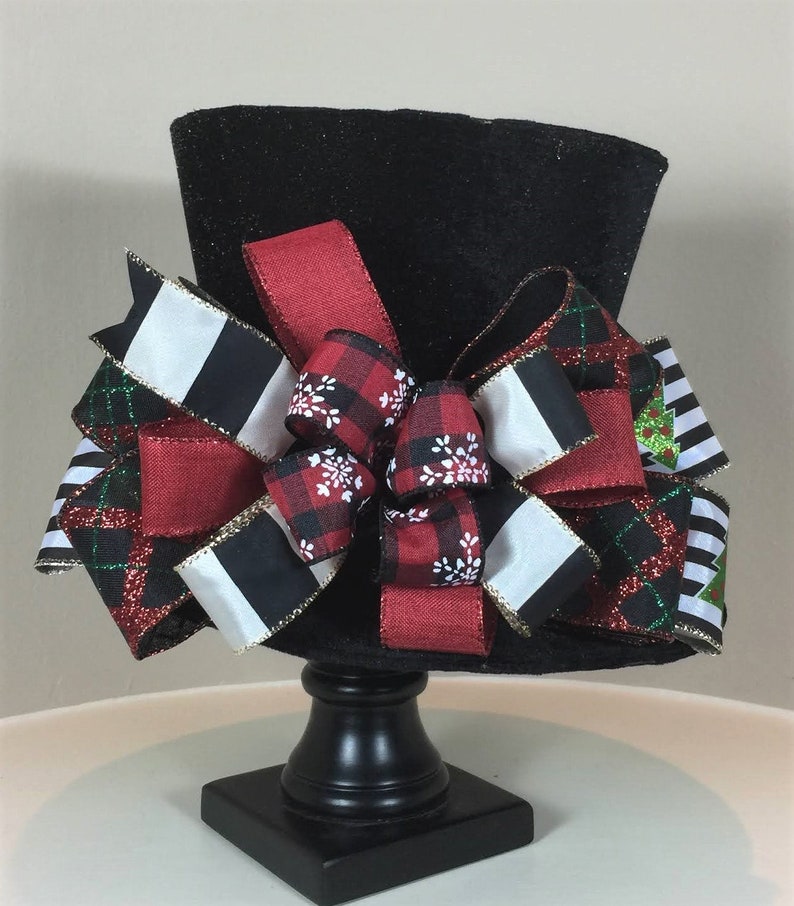 Black Top Hat Christmas Tree Topper Etsy