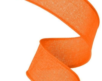 Wired Ribbon Royal Jute 1.5 "x 10 Yards Oranje met bijpassende satijnen steek rand RG127820