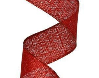 Solid Red Wired Ribbon 1.5