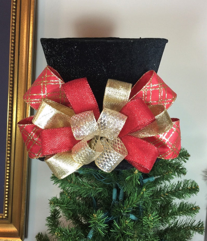 Black Top Hat Christmas Tree Topper Etsy