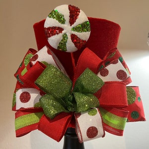 Lollipop Red Top Hat Christmas Tree Topper Centerpiece