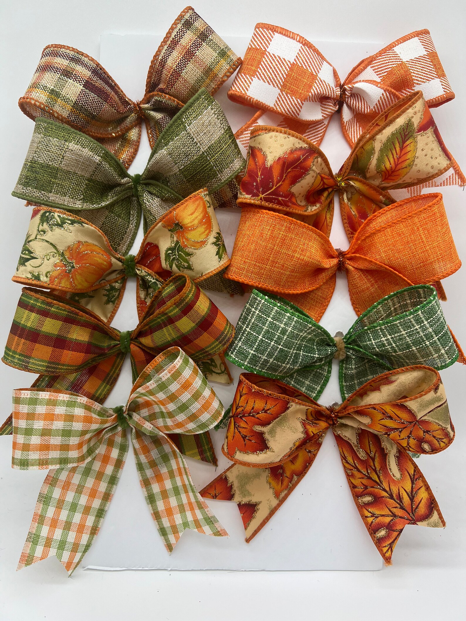 Decorative Fall Mixed Tree Bows / Set 10 Bows/ Treat Bag Bows/ Fall ...