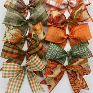 Decorative Fall Mixed Tree Bows / Set 10 Bows/ Treat Bag Bows/ Fall Decor Bows/Fall Tree Bow Set/ No two cards are alike/ All assorted