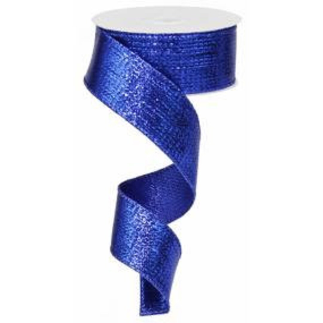 Royal Blue Metallic Wired Satin Like Ribbon 1.5