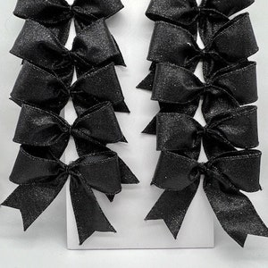 Dekorativ Schwarz Schimmer Glitzer Schleife Schleife / Set 10 Bögen / Weihnachts Leckerli Tasche Bögen / Weihnachtsbaum Bögen / Bögen für jeden Anlass