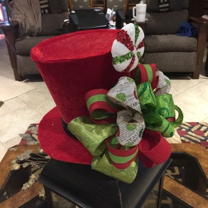 Red Top Hat Christmas Tree Topper Centerpiece - Etsy