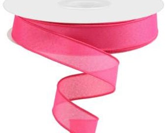 Nastro in tela di iuta sintetica con filo metallico, colore fucsia, 1,5" x 50 iarde, 1 rotolo con bordo a punto raso RC500007