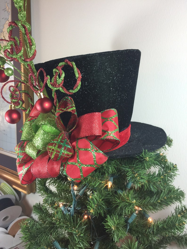 Christmas Tree Topper Black Top Hat Tree Topper Centerpiece Etsy
