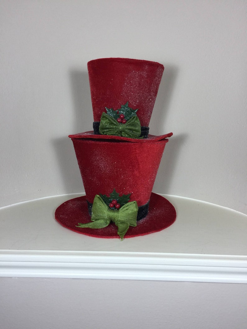 Red Top Hat Christmas Tree Topper 