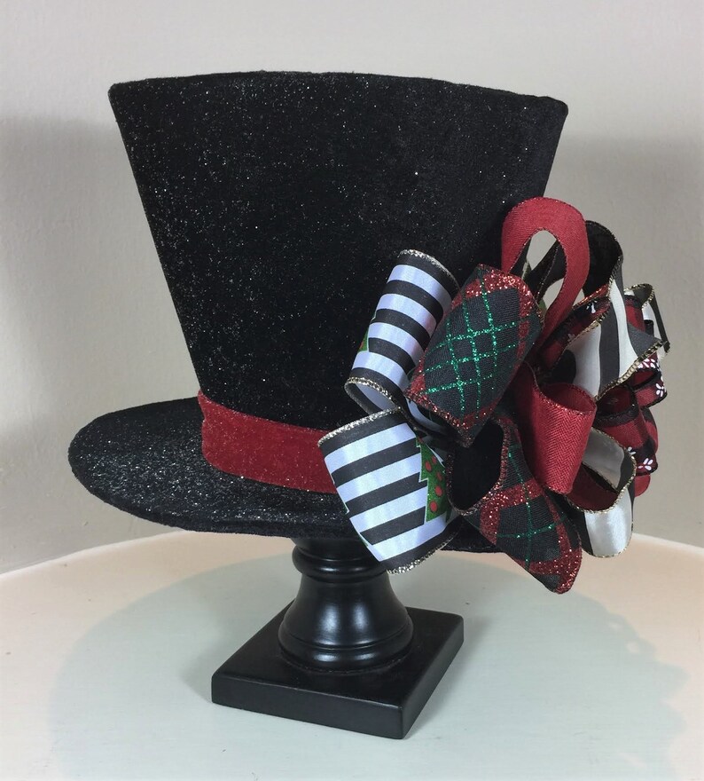 Black Top Hat Christmas Tree Topper 