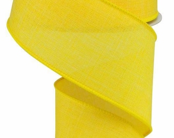 Zitronen- oder Sonnengelbes Drahtband Royal Burlap 2,5" x 10 m passende Satinstichkante RG12798N