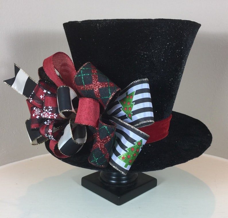 Black Top Hat Christmas Tree Topper 