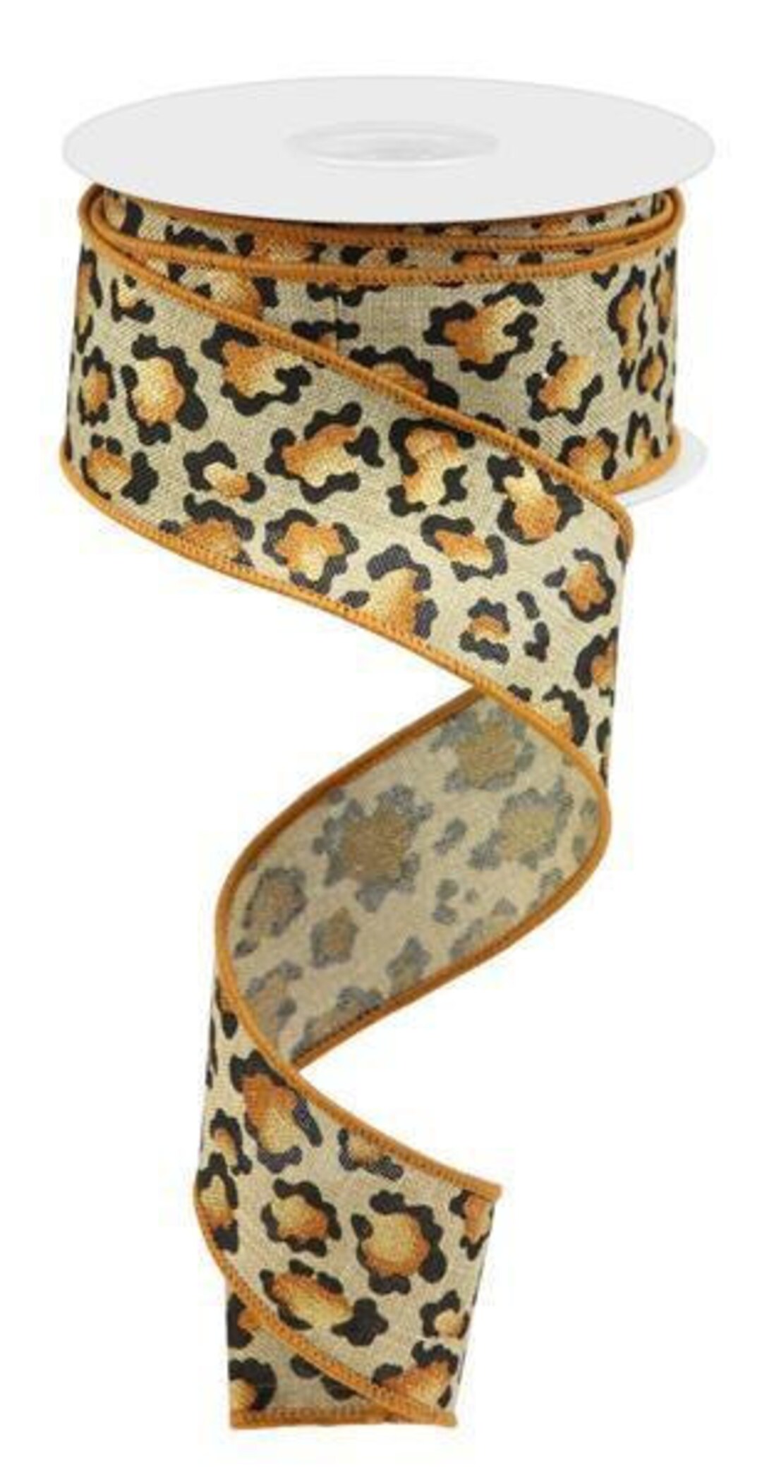 Leopard Animal Print Tan Black Rust and Metallic Gold Wired Royal ...