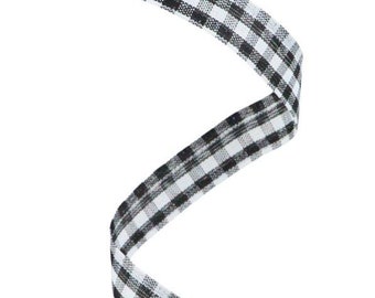 Black and White Buffalo Plaid Check Wired Burlap 5/8&quot; x 10 Yard Roll RGA1485WJ