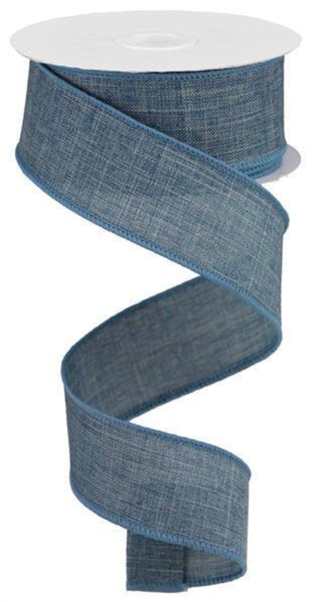 Faded Denim Blue Solid Wired Ribbon Royal Burlap 1.5