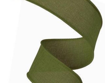 Moosgrünes massives Drahtband Royal Burlap 1,5" x 10 m passende Satinstichkante RG127852
