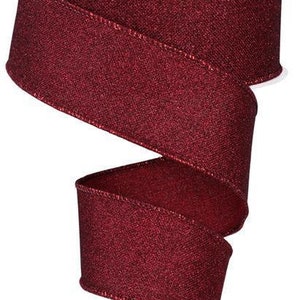 Burgundy wired fine glitter Royal Burlap ribbon 1.5&quot; x 10 yard roll RGE138005