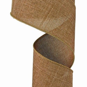 Pastel Brown Wired Ribbon Royal Burlap 2.5" x 10 Yards Matching Satin Stitch Edge RG1279F2