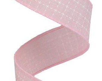 Rosa cipria e bianco punti rialzati Quadrati Royal Burlap Ribbon 1.5 "x 10 yards Roll RG01677FA