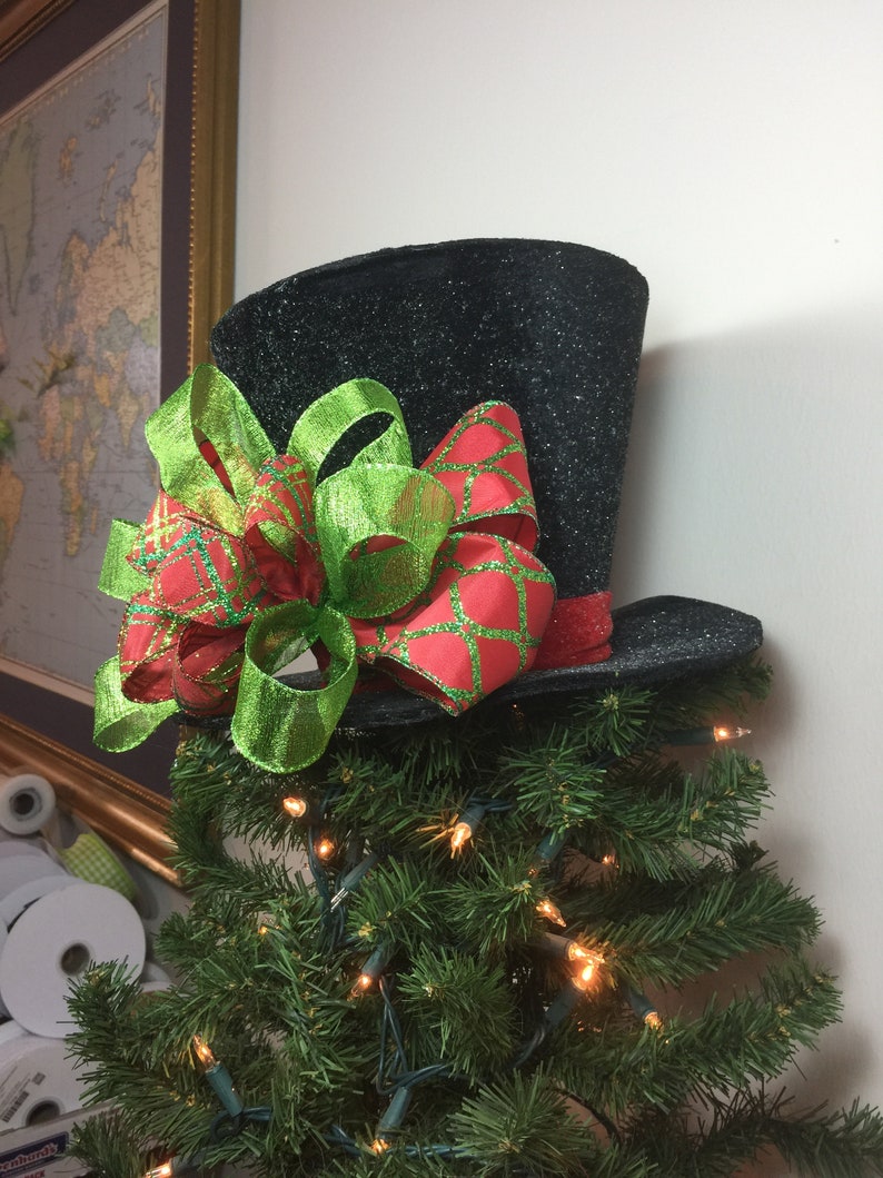 Black Top Hat Christmas Tree Topper 