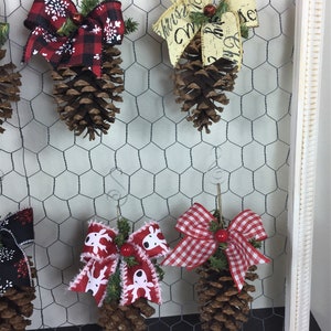 Pine Cone Hand Crafted Christmas Assorted Bow Ornaments Photo is Example of Some Bows Want a Particular Bow Message Me All are Pretty image 3