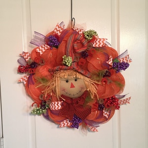 Fall Door Wreath- Fall Wreath-Scarecrow wreath-Scarecrow Door decoración-Autumn wreath-Harvest Scarecrow wreath Front Door Fall Wreath