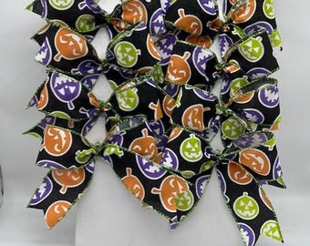 Halloween Jack-O-Lantern Bows black with orange lime purple pumpkins - Set of 10 bows
