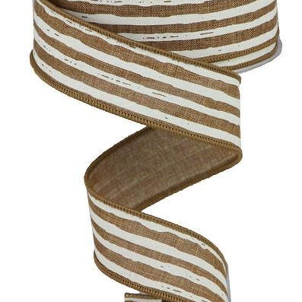 Burlap Stripe Ribbon Etsy