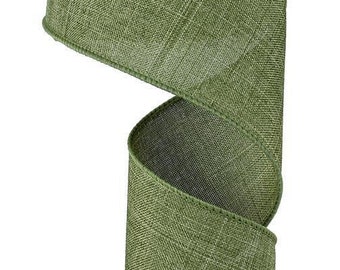 Moosgrünes massives Drahtband Royal Burlap 2,5" x 10 m passende Satinstichkante RG127952