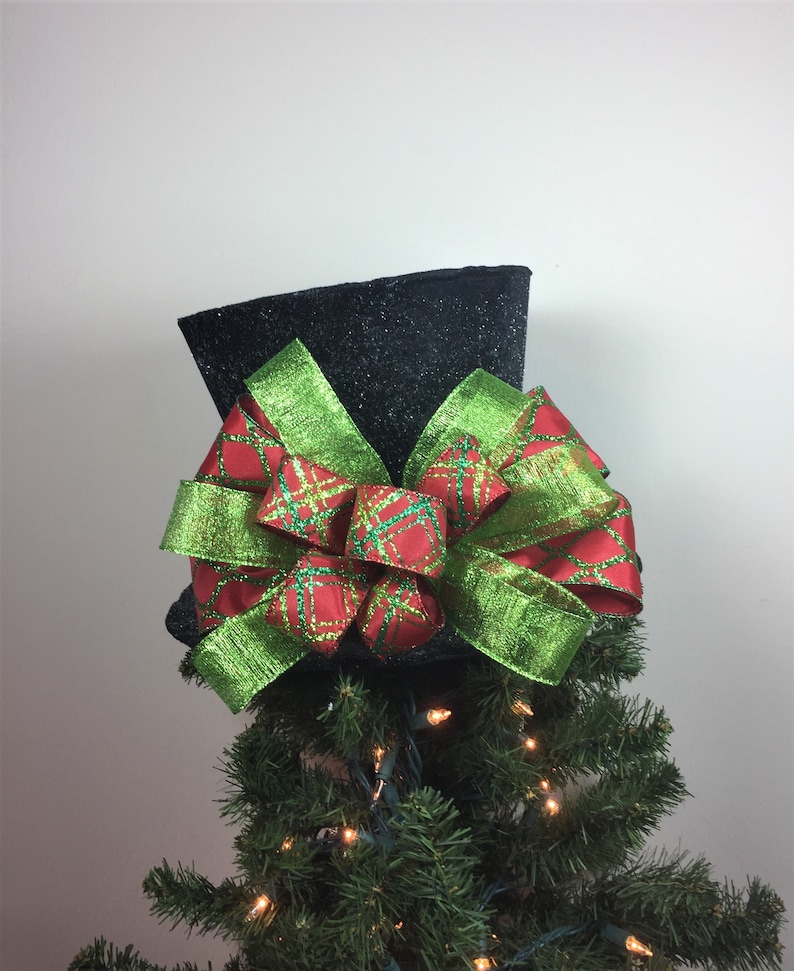 Black Top Hat Christmas Tree Topper 
