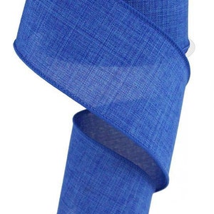 Blue Wired Ribbon Royal Burlap 2.5&quot; x 10 Yards Matching Satin Stitch Edge RG127925