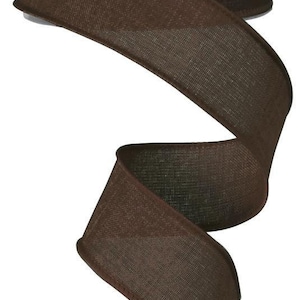 Brown Wired Ribbon Royal Burlap 1.5" x 10 Yards Matching Satin Stitch Edge RG127804